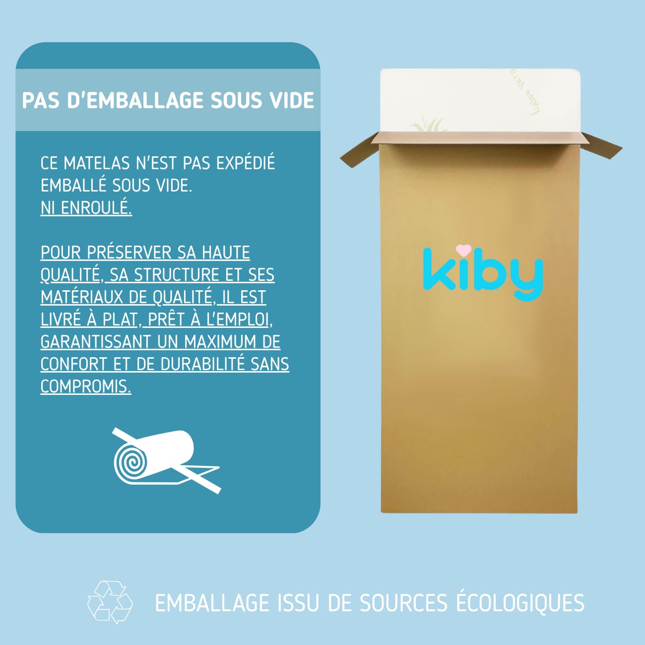 Kiby® Matelas pour lit bébé en Aloe Vera (certifié Oeko-TEX® et CERTIPUR™), Matelas pour lit bébé Lavable déhoussable (120 x 60 x 10)