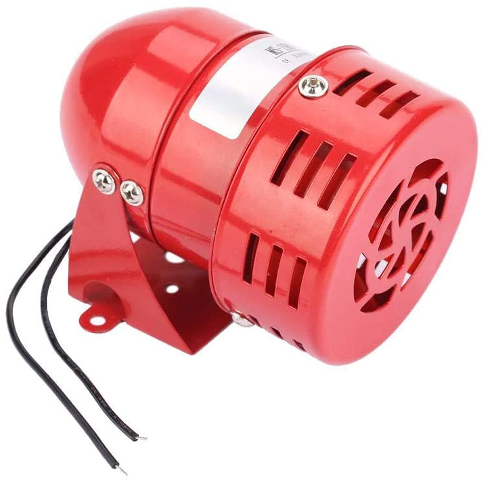Akozon MS-190 Alarma de motor 220V Red Sonido continuo Sirena del zumbador 120DB Motor Viento Alarma Mini alarma de motor de metal rojo Sonido industrial eléctrico Protección contra el robo