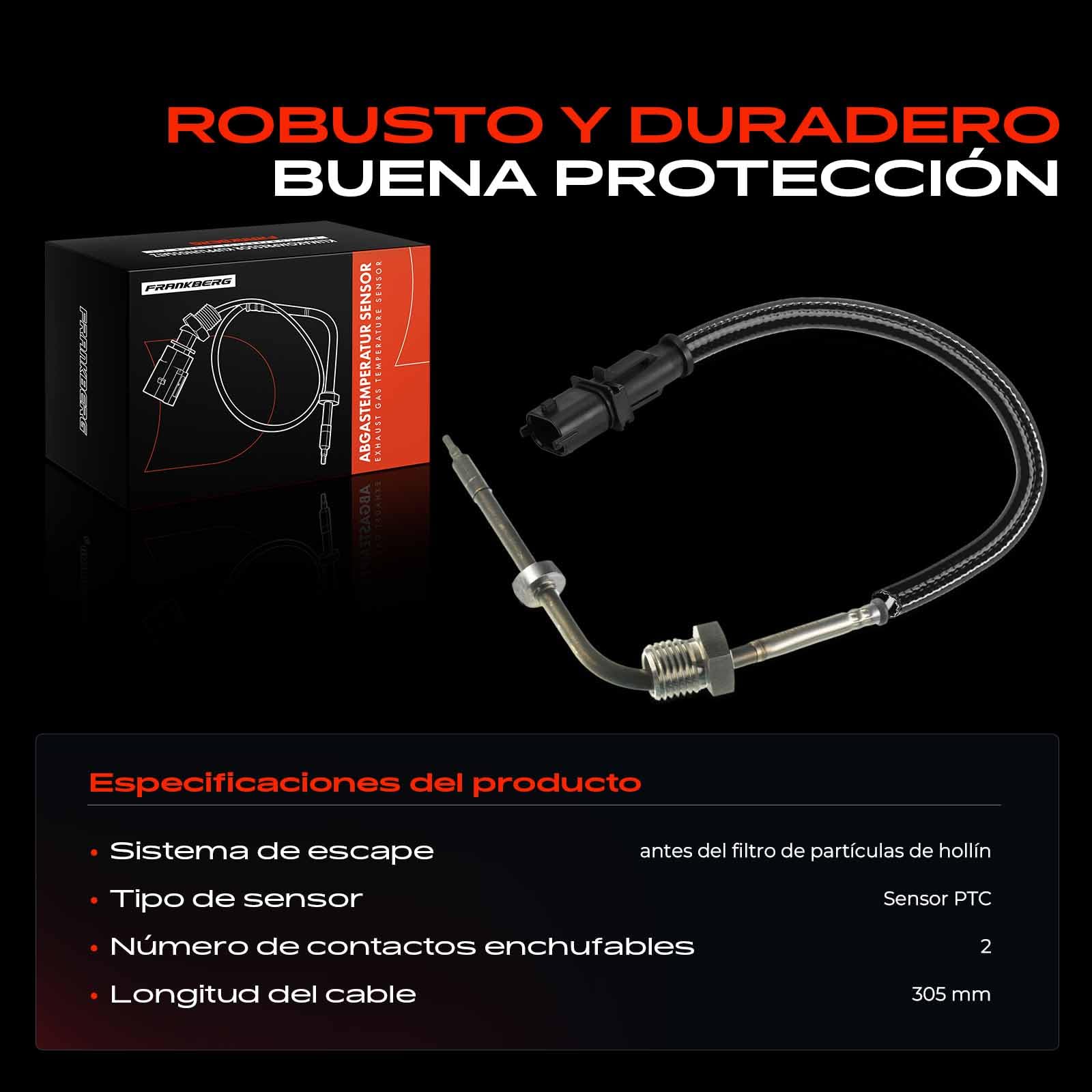 Frankberg Sensor de temperatura de gases de escape 2 Polos Compatible con Insignia A Sports Tourer G09 Astra J Caravan P10 Zafira Tourer C P12 Cascada W13 Insignia A G09 Replace# 5855387