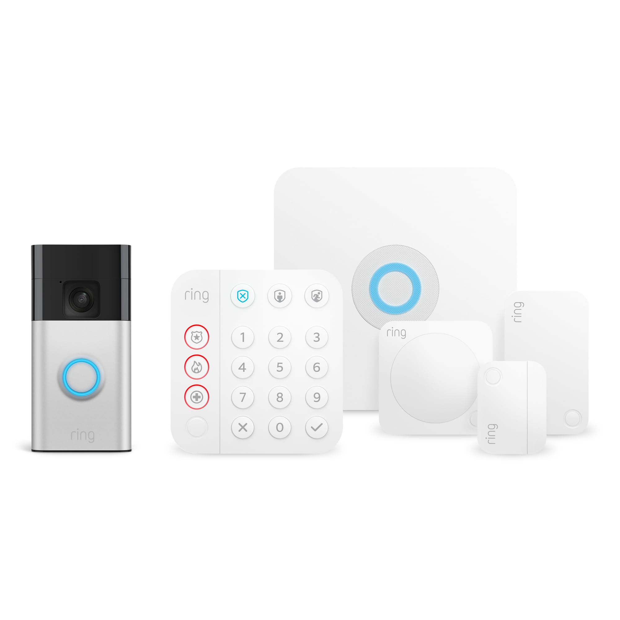 Ring Battery Doorbell Satin Nickel + Ring Alarm 5pc