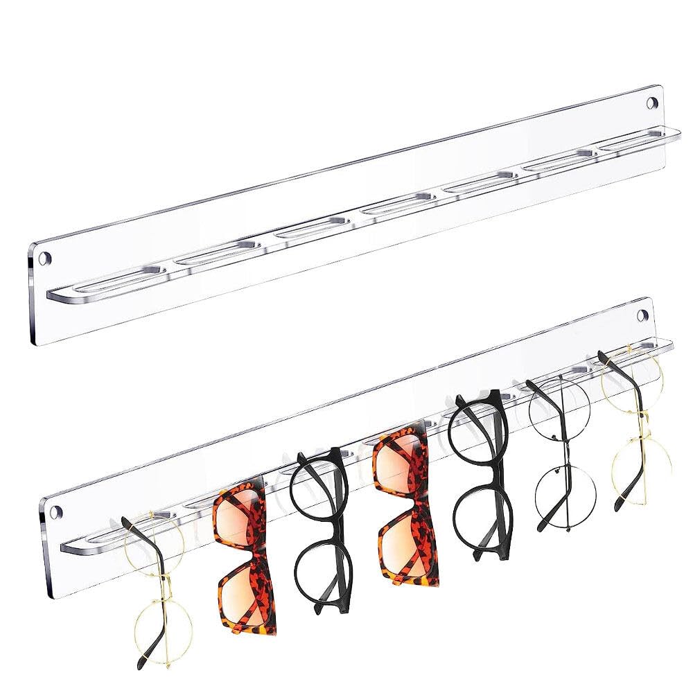 2 Porta Occhiali Da Parete In Acrilico - Organizer Per 7 Paia, Design Trasparente, Per Casa O Negozi