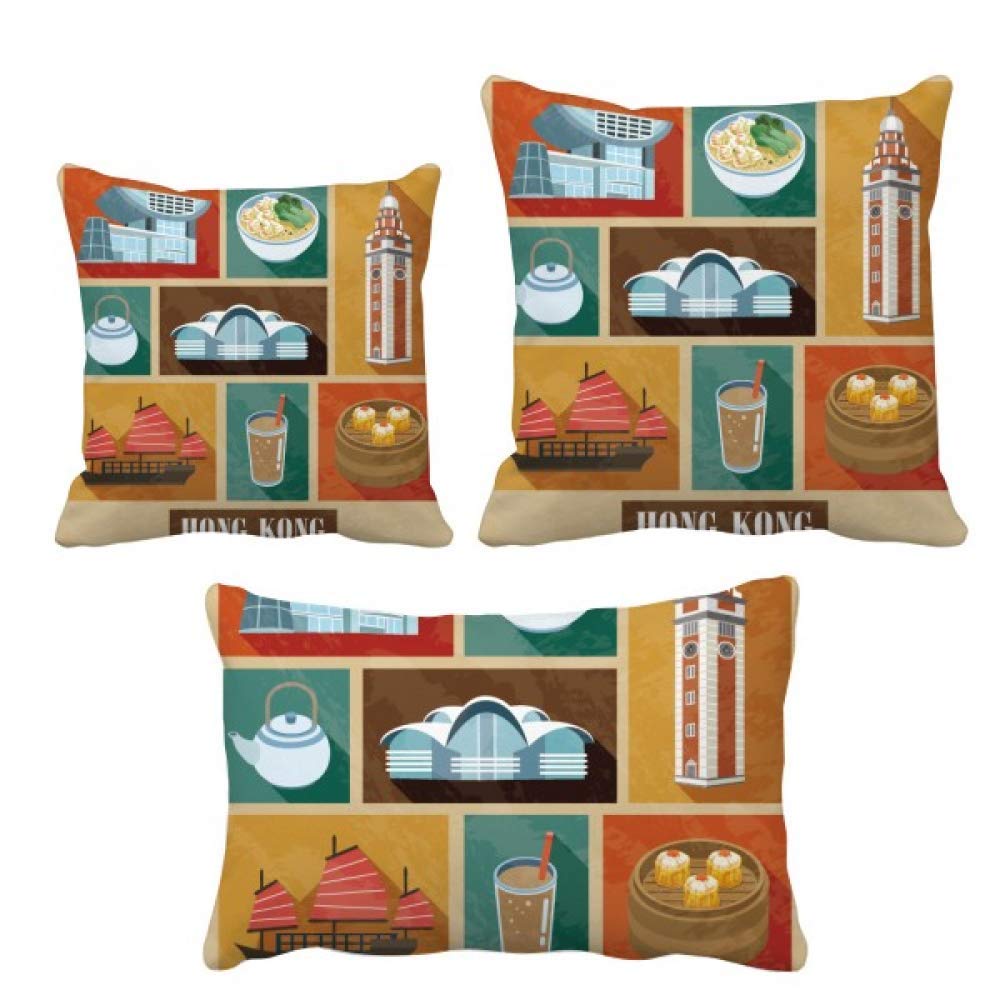 Housse de coussin Hong Kong DIYthinker déhoussable jeté de canapé déco salon