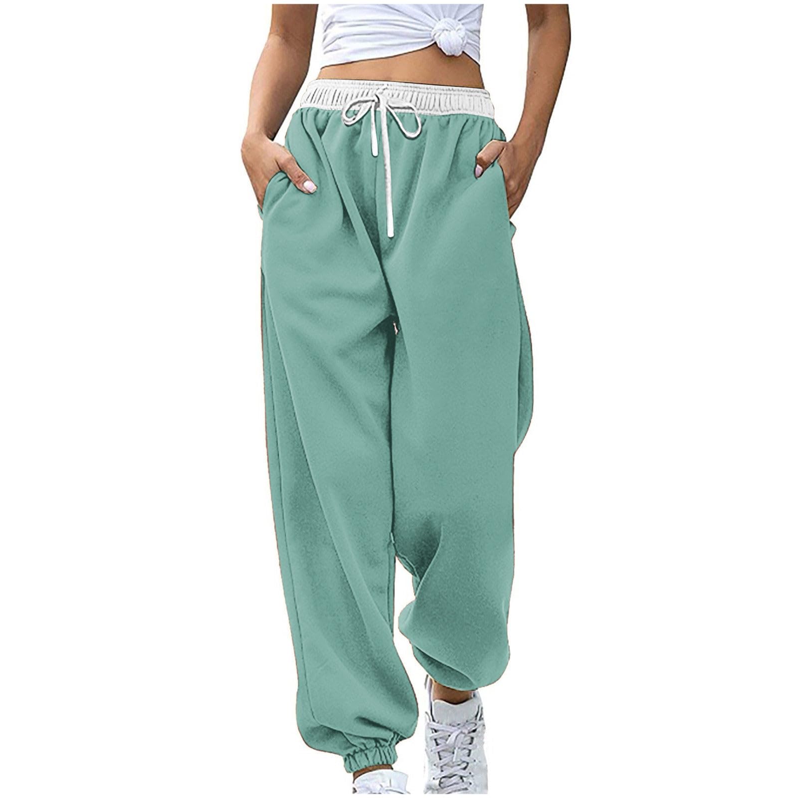 Womens Casual Athletic Cotton Long Sweatpants,Teen Girl Solid Color Cute Hiking Long Pants,Fall Trendy Clothes