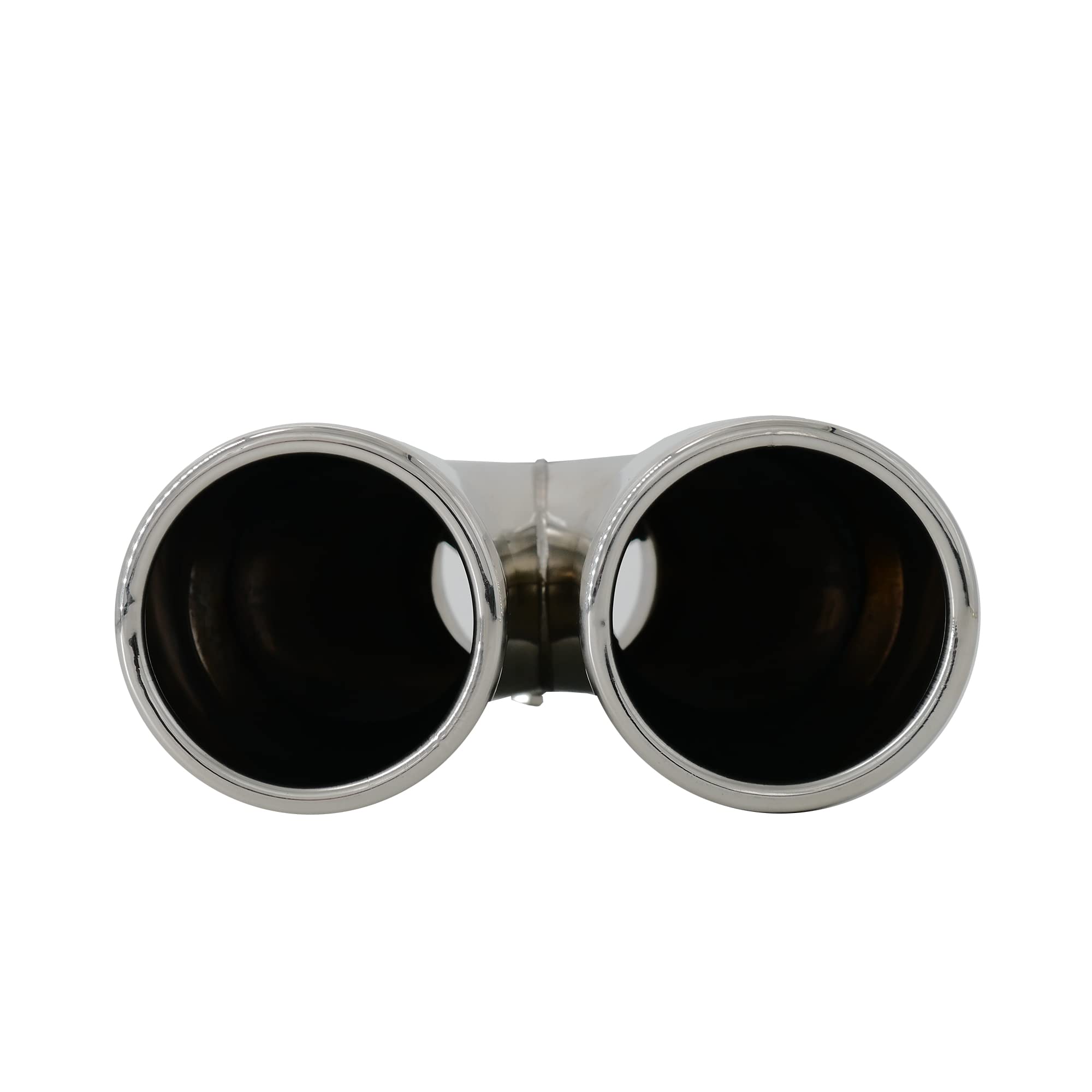 Simoni Racing Cola de Tubo de Escape Deportiva Doble Redonda Acero Inoxidable - Ø76xL230mm - Montaje ->61mm