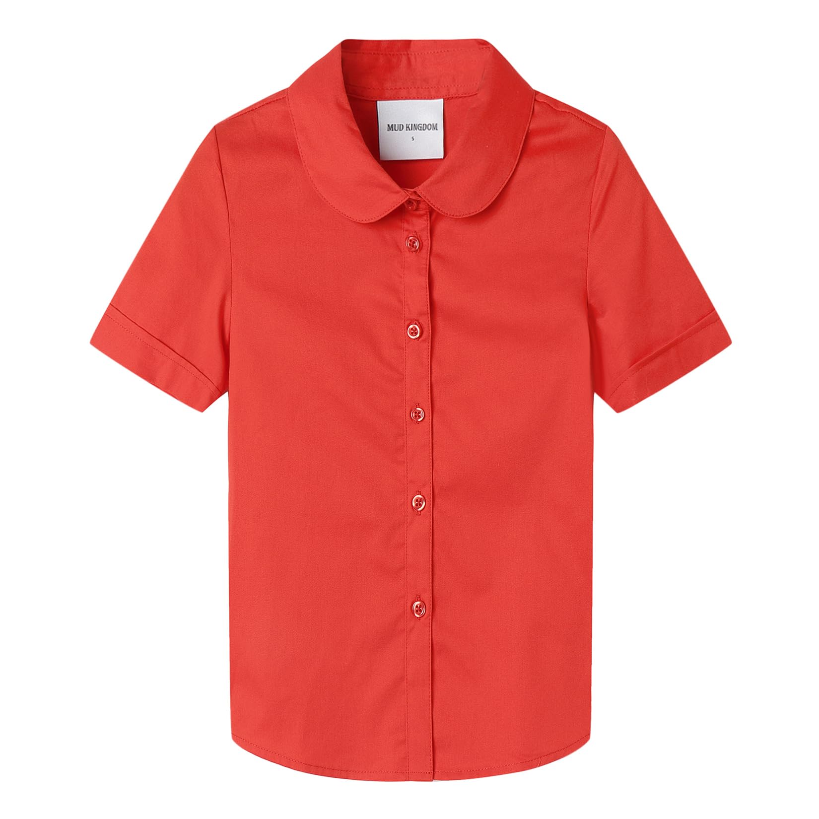Mud Kingdom Girls Short Sleeve Shirt Peter Pan Collar School Uniform Poplin Blouse
