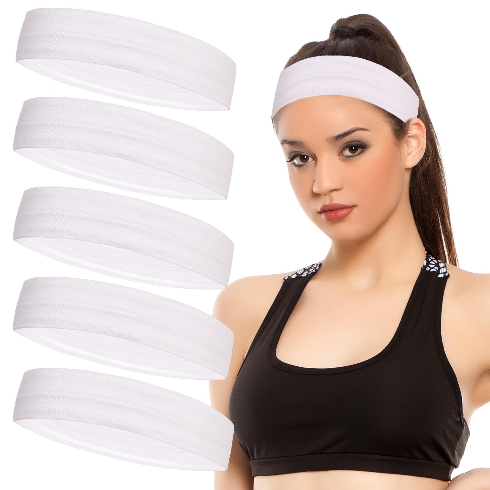 ONEYE Workout Headbands for Women,Sports Sweat Band Non Slip,5PCS