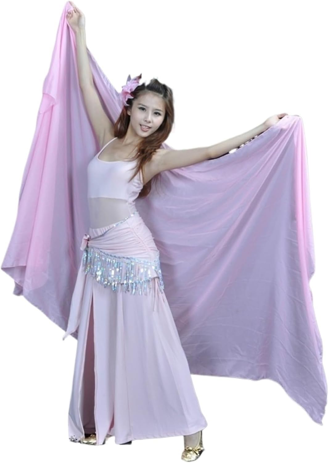 SSDDLZEQ Stage performance version Women’s Belly Dance Chiffon Veil And Shawl – 200 × 100 Cm(Color 4)