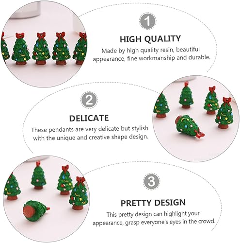 Miniatura 9 de 15 piezas de mini piezas de resina, mini estatua de árbol de Navidad, decoración de álbumes de recortes, llavero de árbol de Navidad en miniatura,