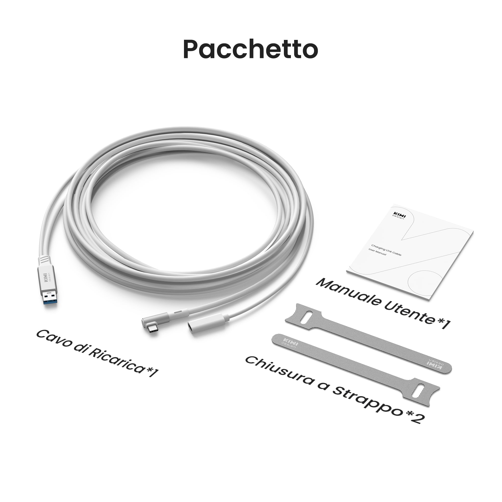 KIWI design Cavo Link con Caricamento 5M Compatibile con Meta Quest 3s Quest 3 Quest 2/Pro/Accessori Pico 4 e PC/SteamVR, Cavo USB 3.0 a USB-C con Super Velocità 5 Gbps, per Gioco Prolungato