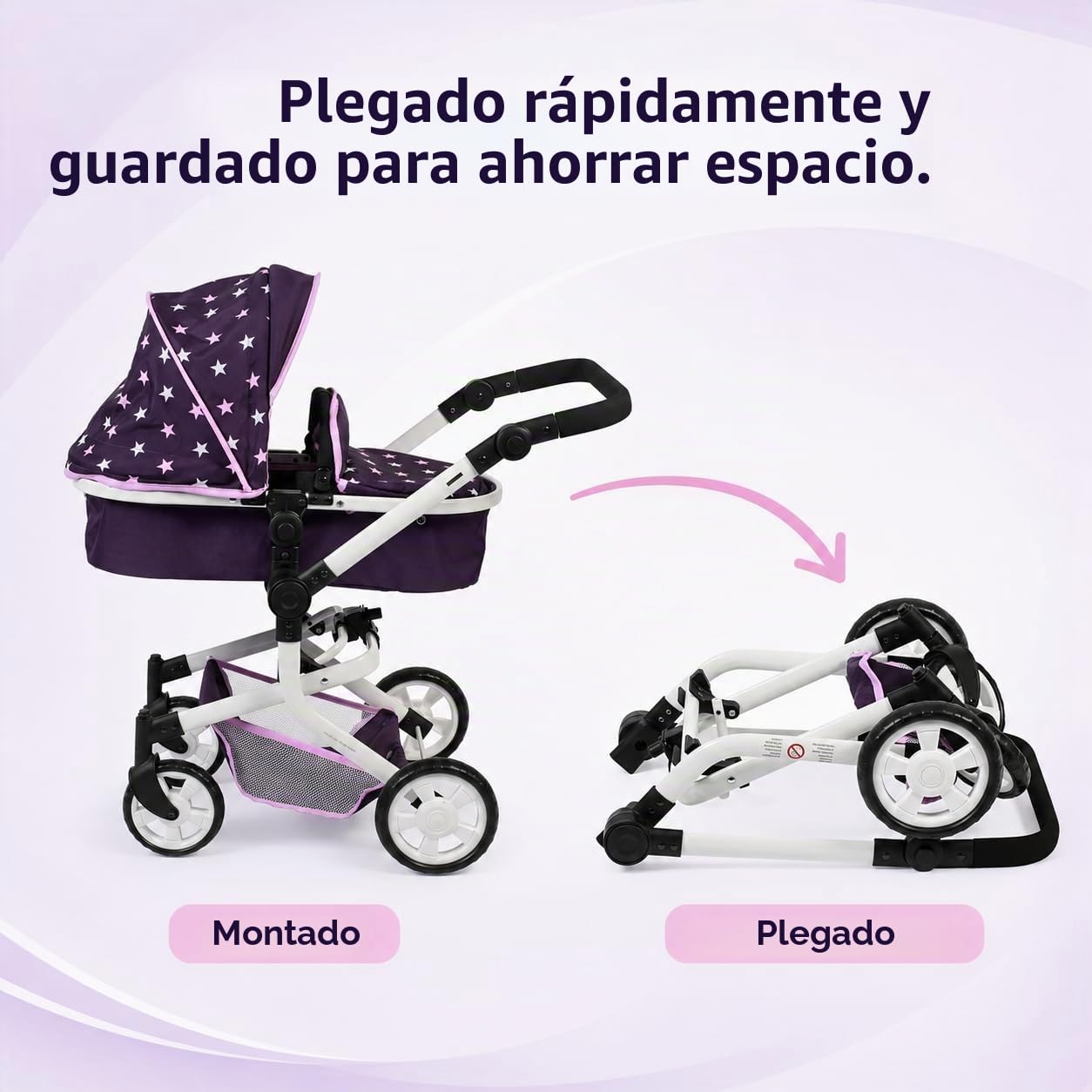 Bayer Chic 2000 595 71 Mika - Carrito para muñecas, diseño de Estrellas, Color Lila