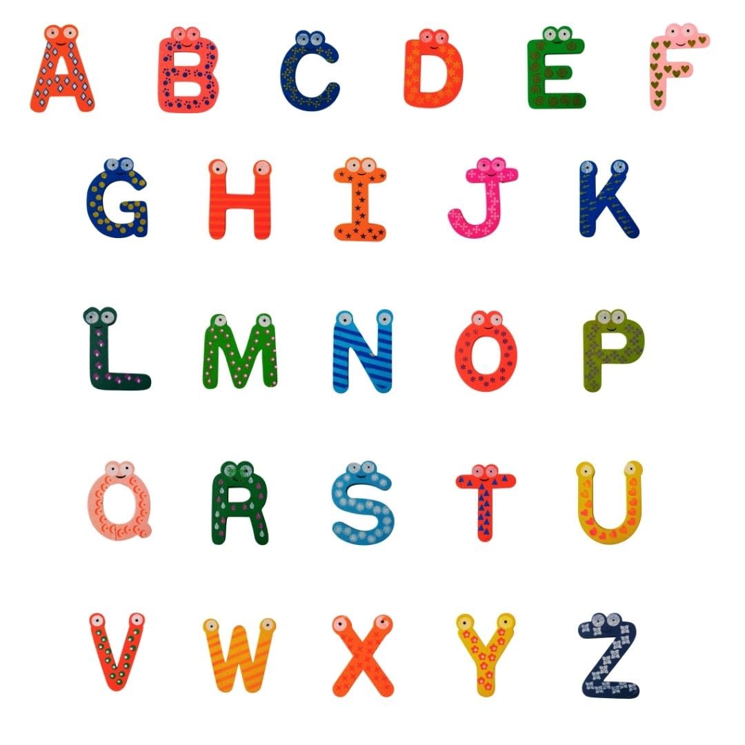 Colourful Wooden Magnetic Alphabet Set, 26 Uppercase Letters