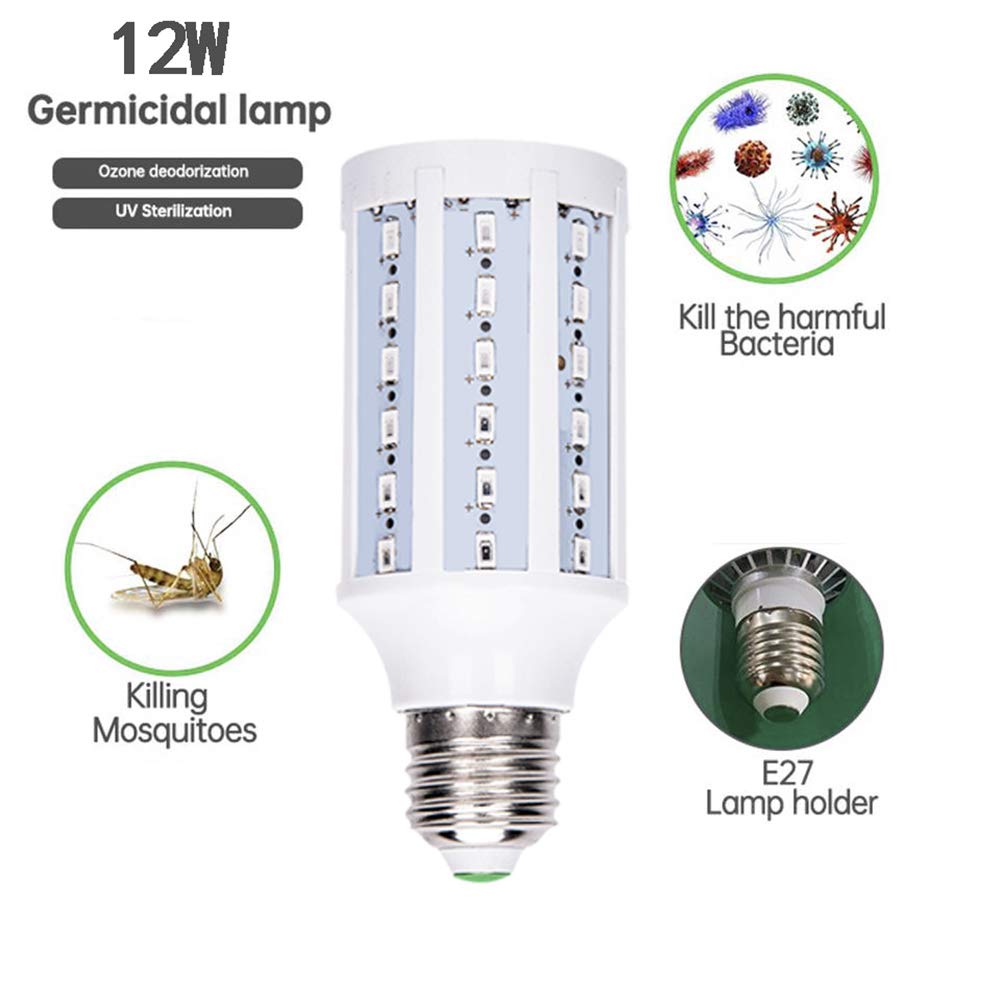 12W UV Esterilizador de los bulbos de lámpara, lámparas portátiles ultravioleta UVC maíz artefacto de iluminación para el filtro de aire del hogar Viajes,Lamp + remote control