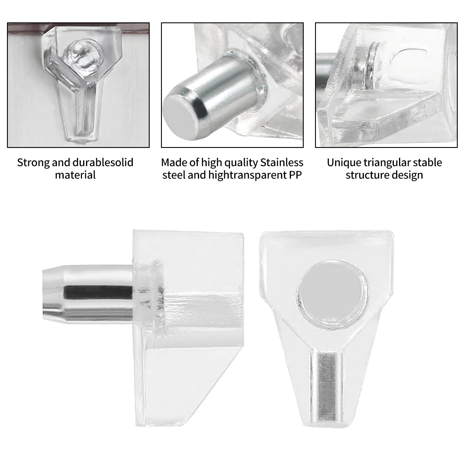DEFIYEAR 120PCS Shelf Support Pegs, Clear Transparent Support Cabinet Shelf Pins - Image 3