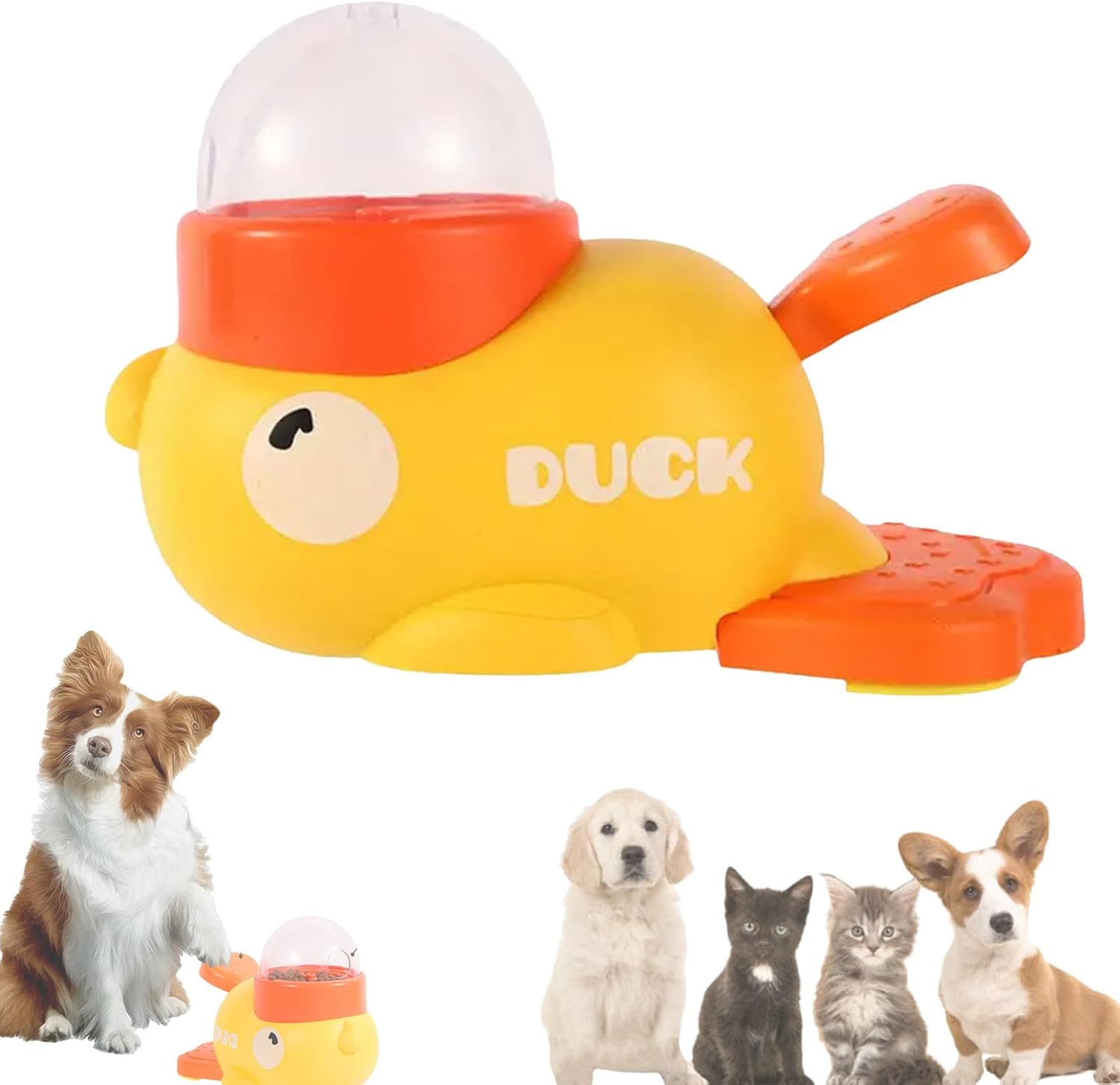 Duck Treat Dispenser for Cats & Dogs, Interactive Puzzle Feeder Toy, Slow Feeder Game, Mental Stimulation & Fun Reward Play (2pcs)