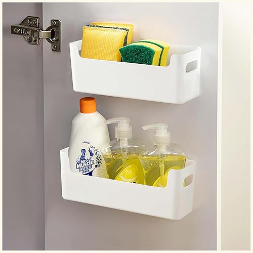 Miniatura 9 de Paquete de 2 organizadores de almacenamiento de gabinete, organizador adhesivo para puerta de gabinete, sin perforaciones, contenedores de