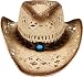 Men's & Women's Western Style Cowboy / Cowgirl Straw Hat with Bull  Big Bead Band - Beige