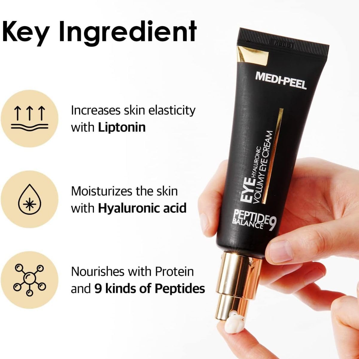 Medi-Peel Peptide9 Hyaluronic Volumy Eye Cream, Anti-Aging, Brightening, Reduces Wrinkles, Under Eye Bags, Dark Circles & Puffiness Care, Hyaluronic Acids, Enhance Elasticity, Korean Skin Care