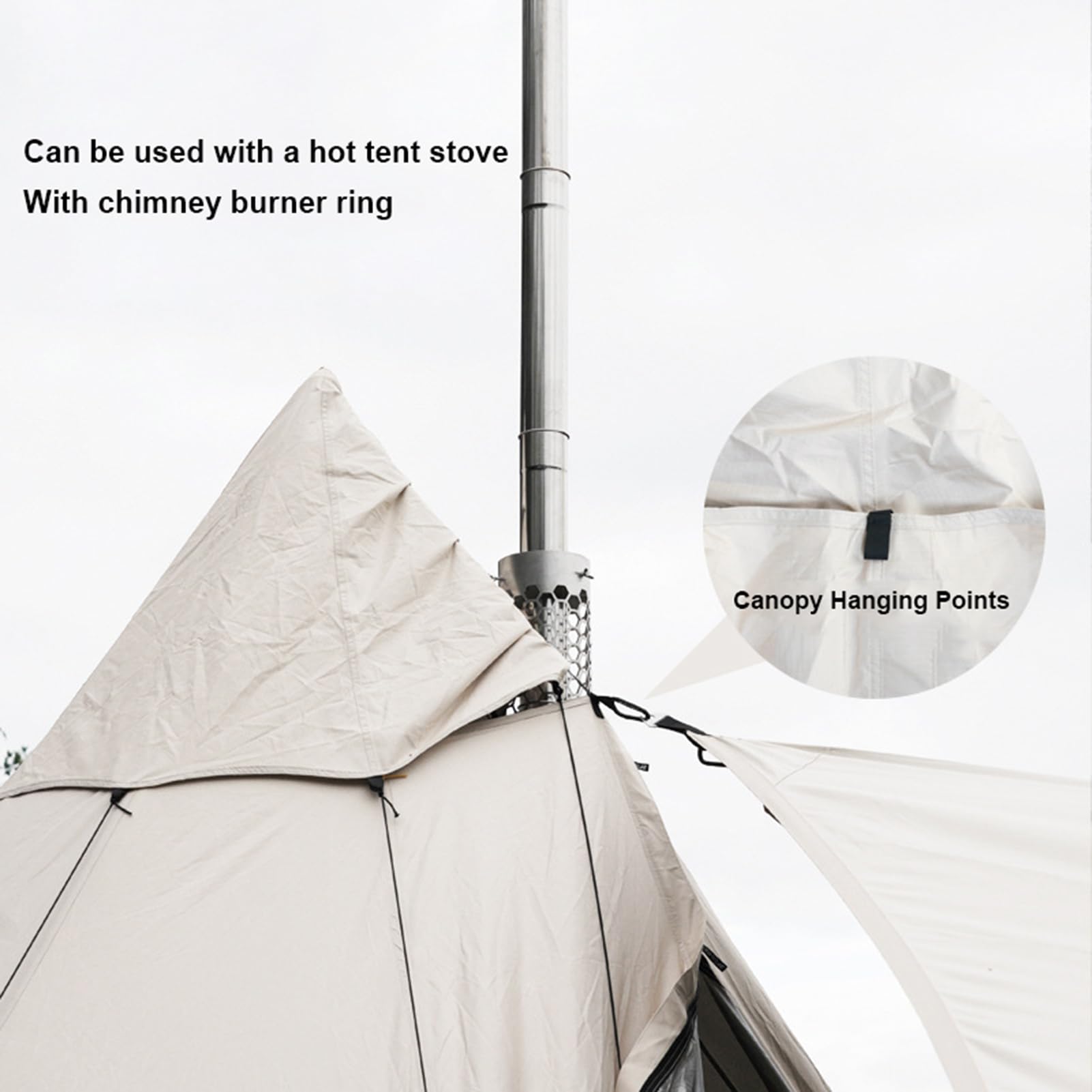 Namiot Gorący, Namiot Zimowy, Tipi,Namiot kempingowy 6-8 osobowy Tipi Hot Tent 4 sezony wodoodporny anty-UV wiatroszczelny namiot rodzinny namiot kempingowy na