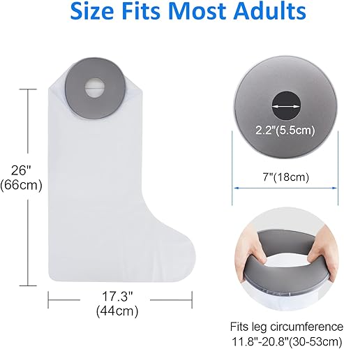 Miniatura 6 de Funda impermeable para piernas para ducha, baño, adulto, reutilizable, sellado hermético, para mantener las heridas secas, protector de vendaje para