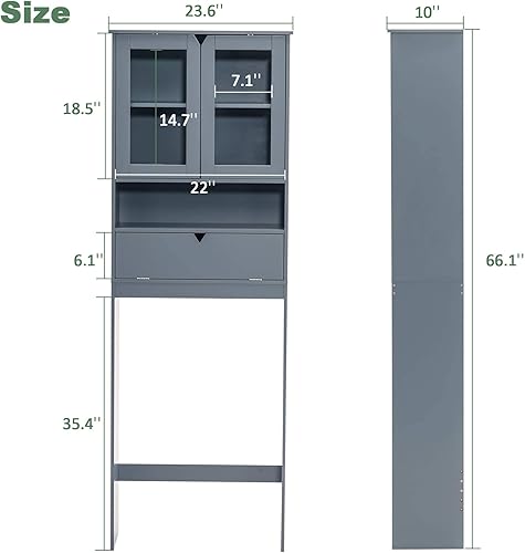 Miniatura 2 de ivinta Armario de almacenamiento para baño con estante ajustable organizador de madera para ahorrar espacio sobre el inodoro estante montado en la