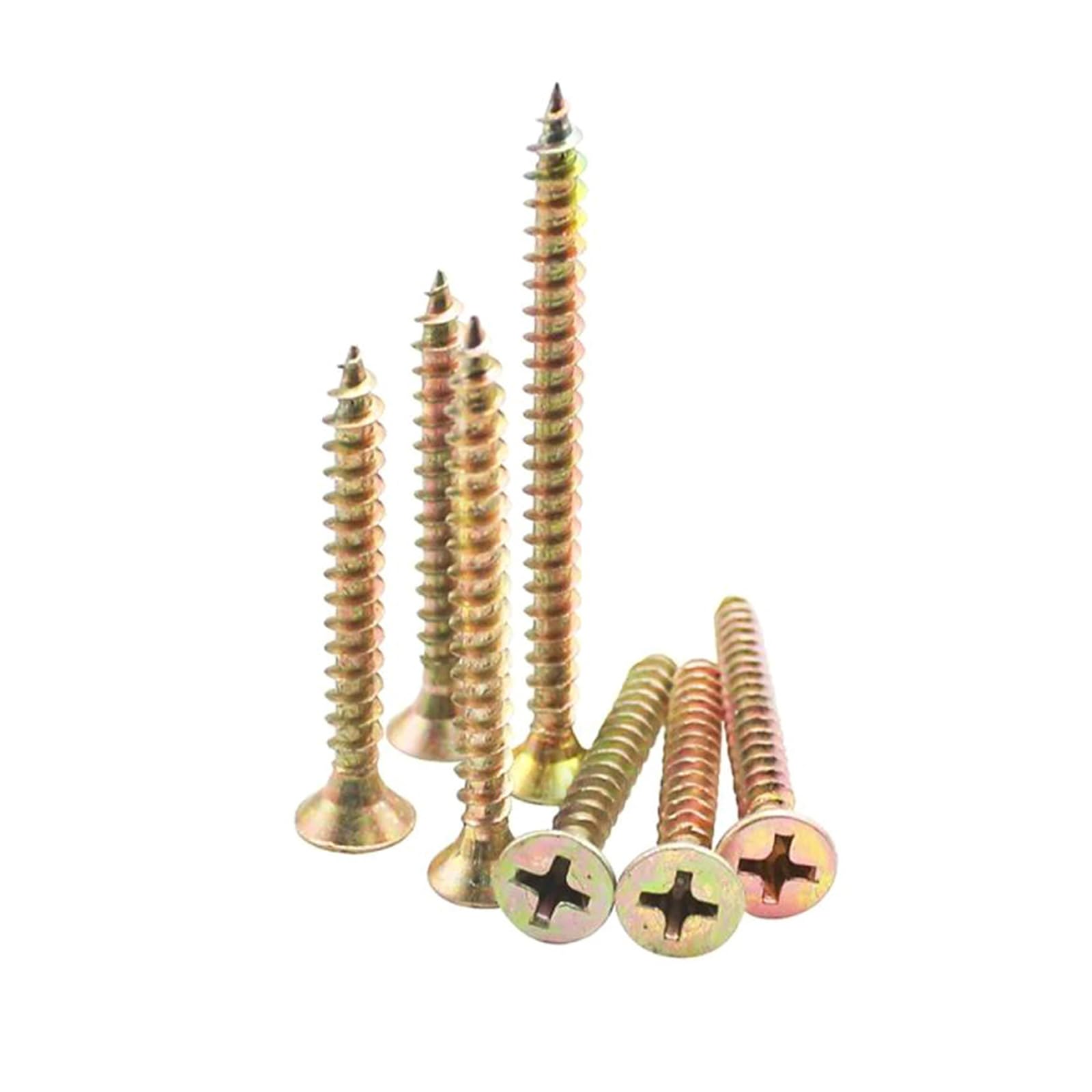 viti autofilettanti 100 viti autofilettanti for legno a testa svasata con intaglio a croce in acciaio al carbonio zincato M3/M3.5/M4/M5/M6 for pannelli in fibra di legno, truciolato, M4x60mm(M6x70mm)