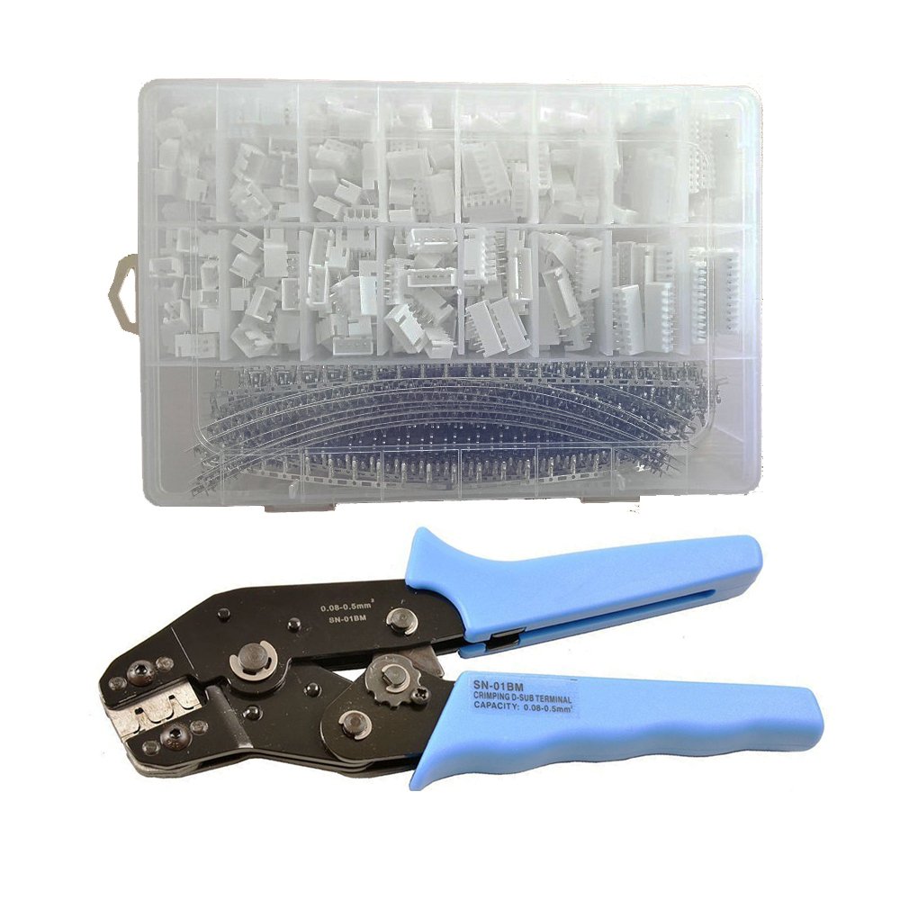 szdealhola 900pcs 2.54mm JST-XH 2 3 4 5 6 7 8 10 Pin housing and Male Female Pin Head Connector Kit Crimping Tool Crimper Plier Set