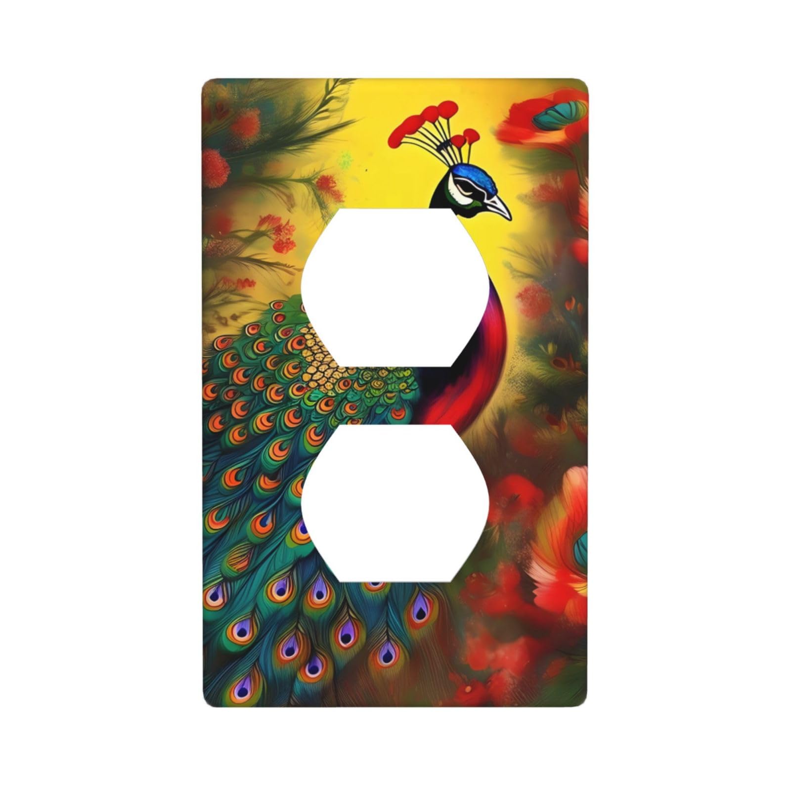 Peacock Flowers Unbreakable Polycarbonate Switch Plate-1 Gang Screwless Wall Plate for Home Office
