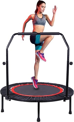 Trampolín, cama elástica portátil Fitnes plegable en el hogar mini rebotador con mango de espuma ajustable, trampolín de ejercicio para