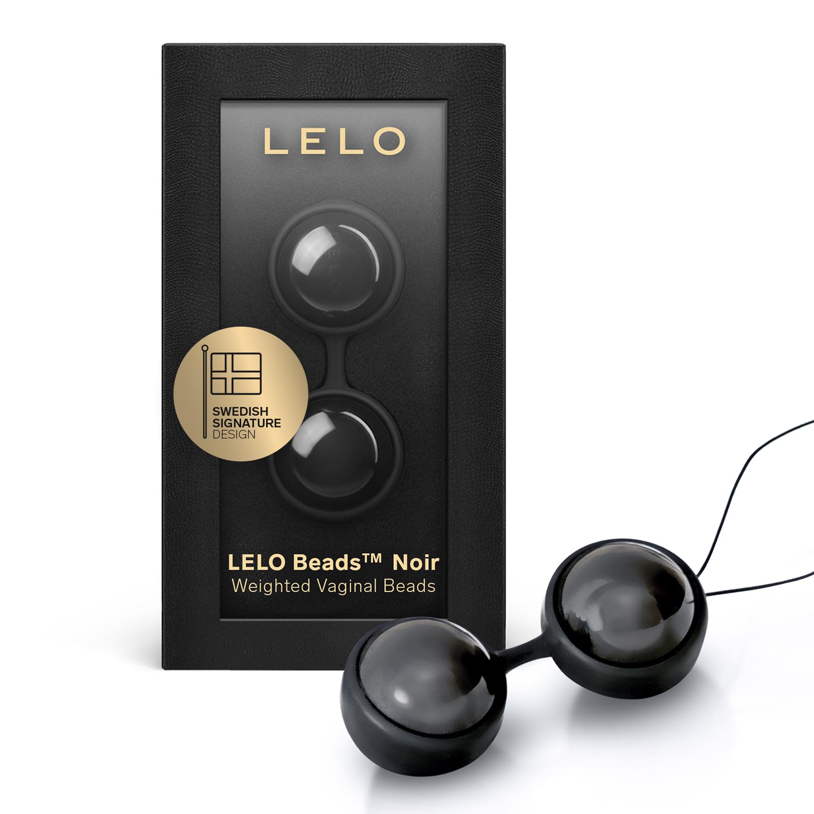 LELO Beads Noir - Edition haut de gamme de Boules de Geisha en silicone de luxe pour des exercices de Kegel agréables