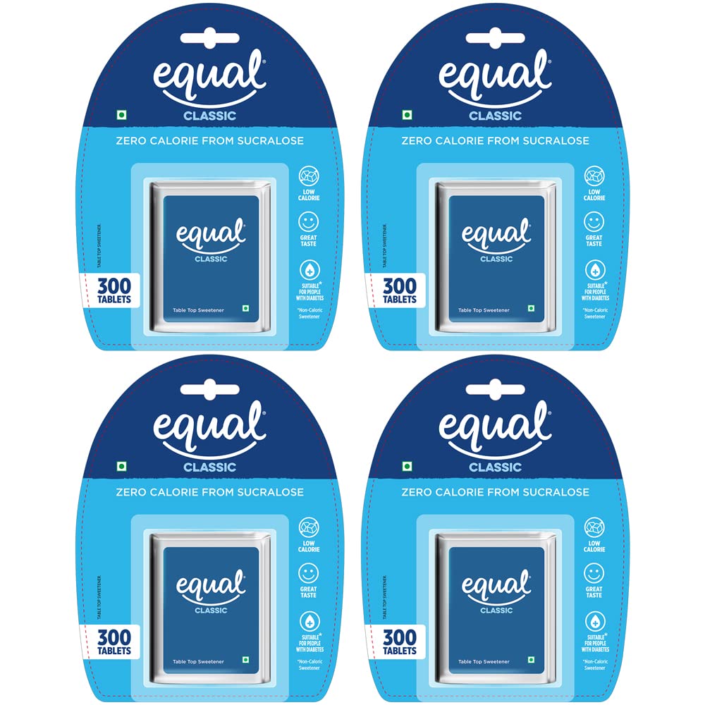 Sweetener with Equal Classic Zero Calorie #NOASPARTAME | Sugar Free Sweetener| Zero Calorie with Great Taste | 300 Tablets | Pack of 4