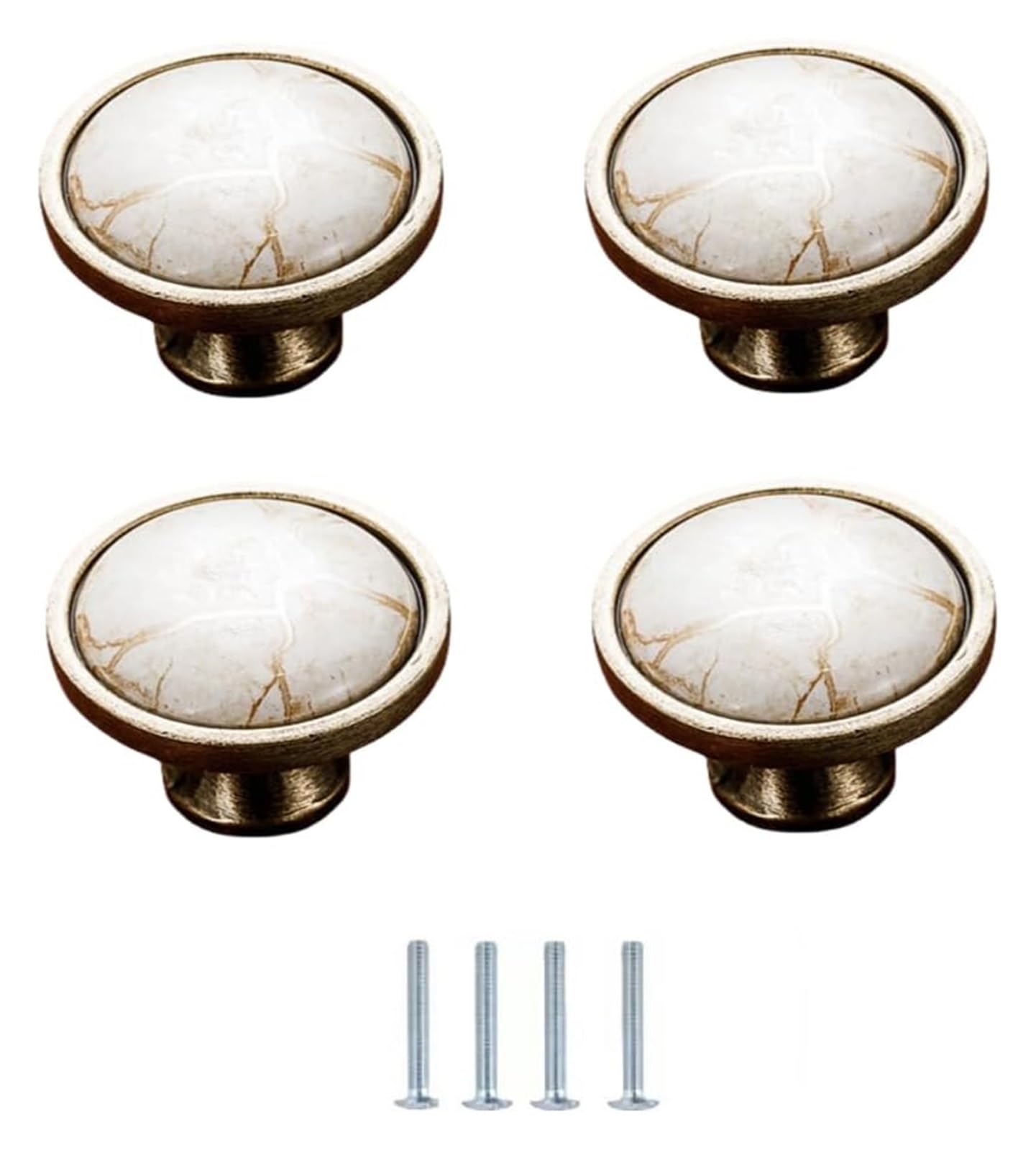 Lqzaxsrdr 32*27Mm Ceramic Cupboard Drawer Handle Knobs, Ceramic Door Knobs, 4Pcs Marble Single Hole Cabinet Drawer Handle Multiple Sizes(32 * 27Mm)