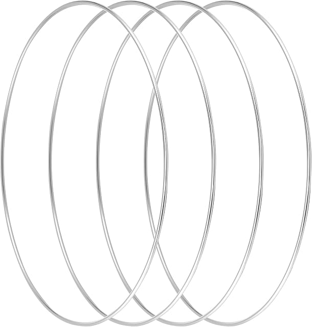 GWHOLE 4pcs 25cm Floral Wreath Hoops, Silver Metal Wreath Ring for Making Wedding Christmas Wreath Decor and Wall Hanging Craft, DIY Dream Catcher