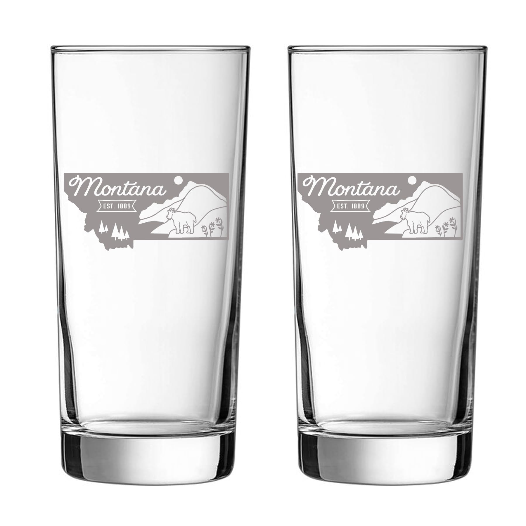 CustomGiftsNow Montana State Gift, Premium Highball Glass – 15.5 oz Clear Tall Beverage Glass for Whiskey, Mixed Drinks, Water, Soda - Dishwasher Safe Barware - Classic Heavy Base Design