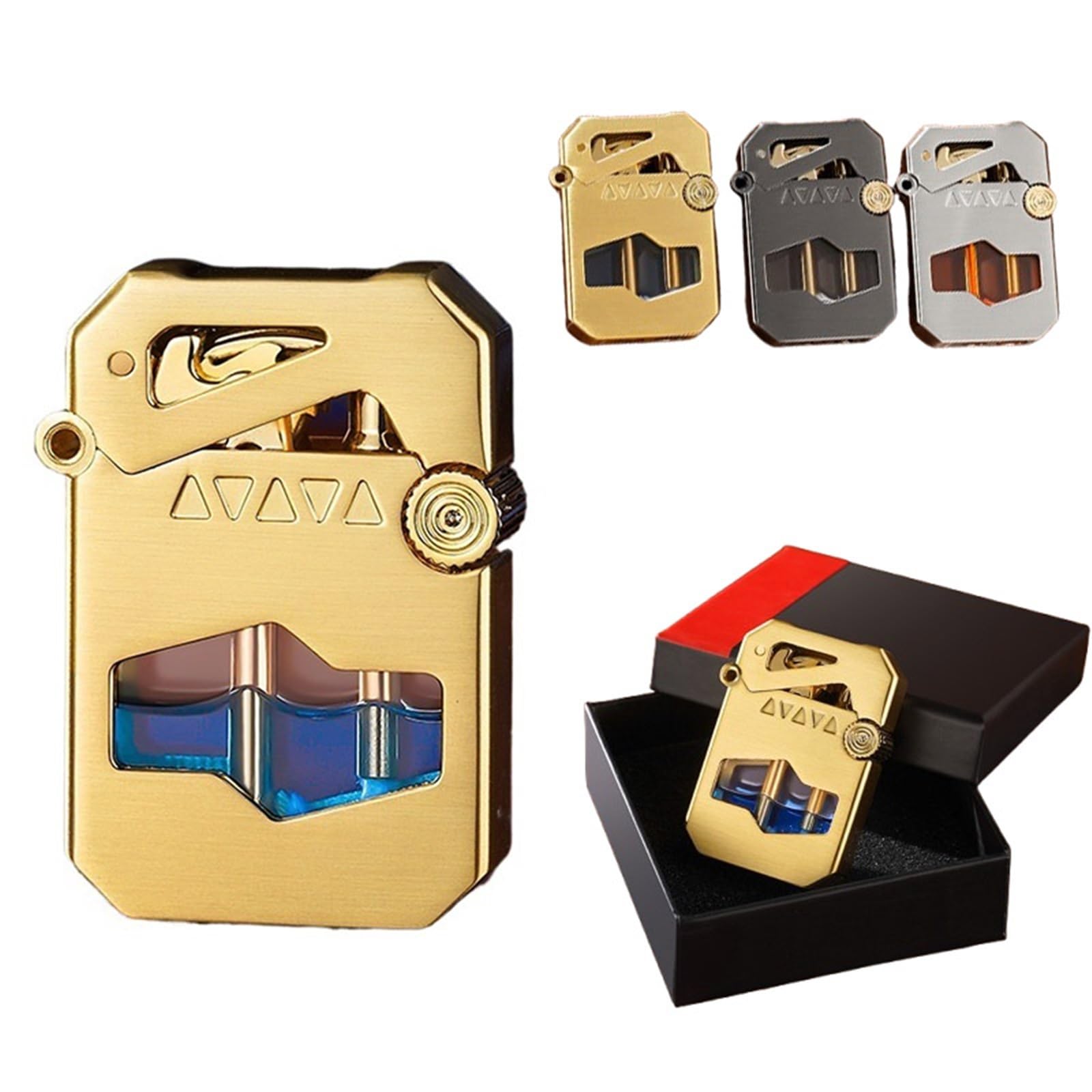 Encendedor mecánico de queroseno, resistente al viento, con depósito de aceite transparente, perfecto para uso en exteriores y colecciones de regalos