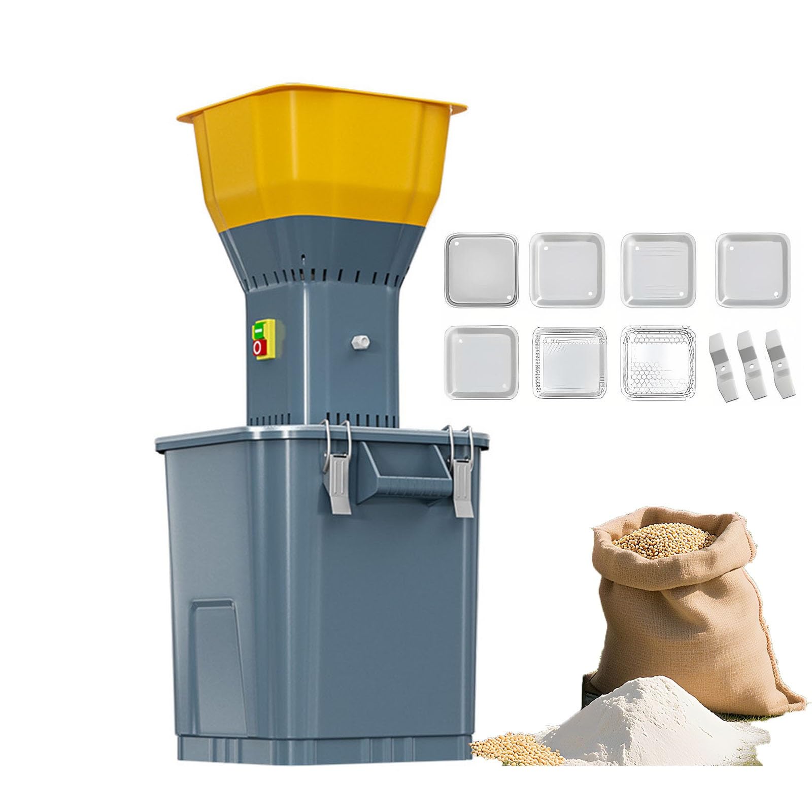 Eoweiot Electric Grain Mill Grinder, 1300W Corn Feed Grinder with Grinding Sieves and Stainless Steel Blades, Easy Clean Hopper for Home Use (45L)