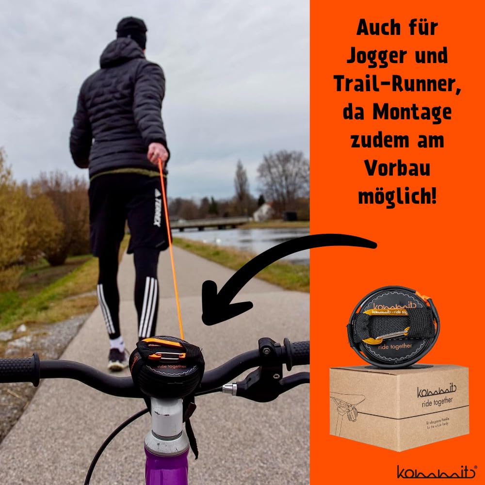 kommit Bike Fahrrad Zugsystem fuer Kinder und Erwachsene. Sekundenschnelle Montage. Abschleppseil Fahrrad, E-Bike, Mountainbike, E-Mtb und Joggen