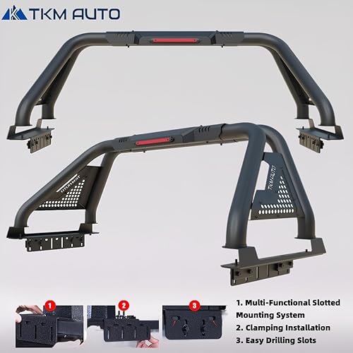 Miniatura 3 de Barra enrollable de acero negro sin taladro, compatible con camiones de tamaño completo F150 | F250 | F350 | Silverado Sierra 1500 2500 3500HD | Ram