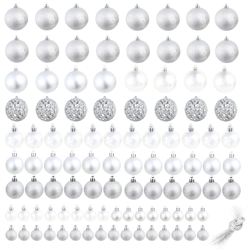 Lot de 100 boules de Noël en plastique argentées 3/4/6 cm - Boules de Noël incassables avec paillettes pour décoration de Noël magique