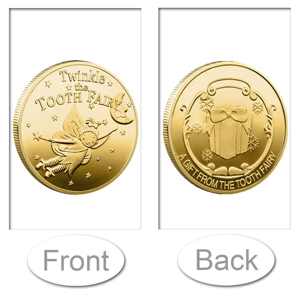 WLYCsheng Tooth Fairy Coin Lost Teeth Reward Commemorative Coin Souvenir Collection Coin for Lost Teeth Kids(Golden) - Image 4