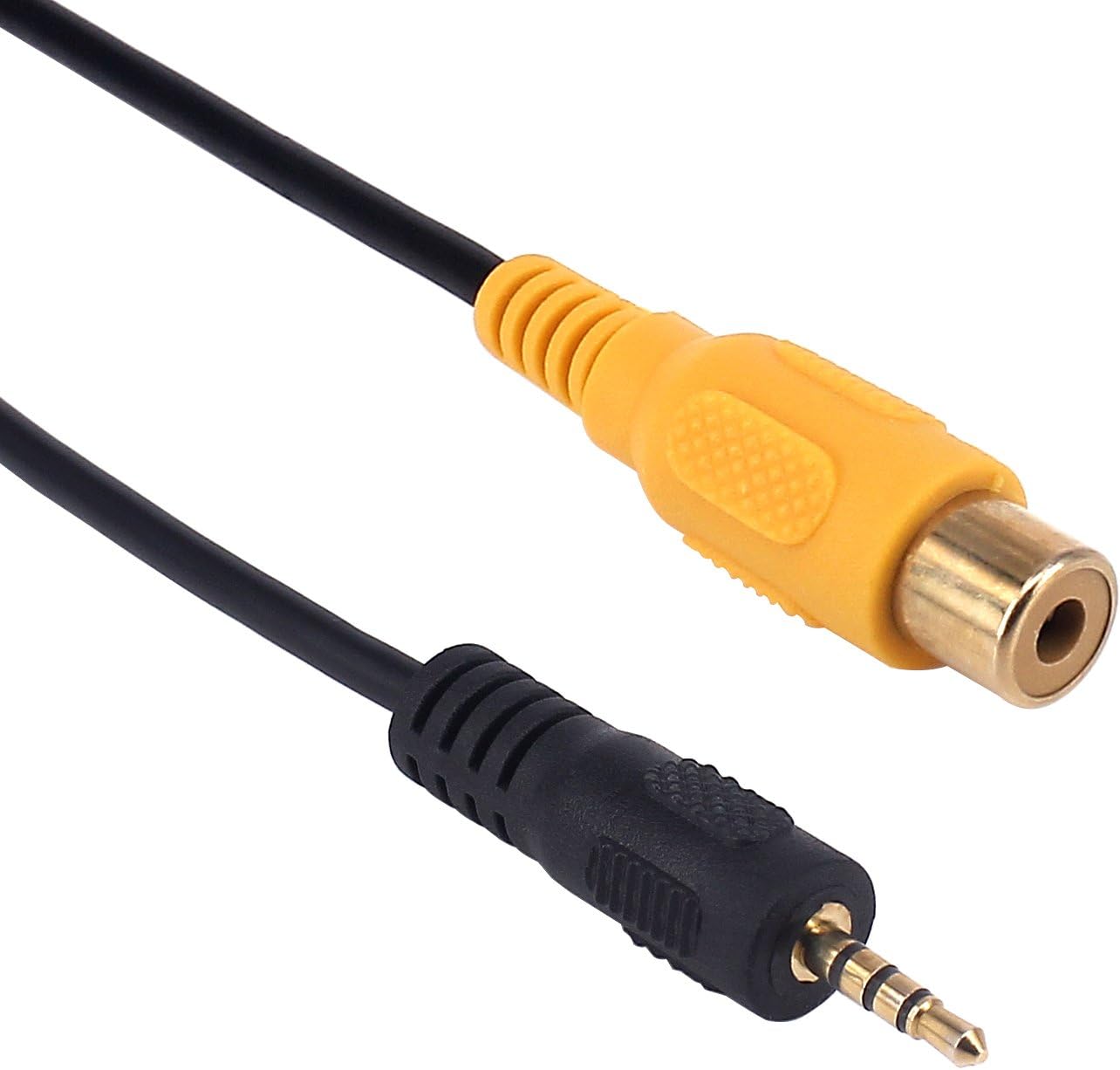 2.5mm to RCA Cable, Gold Plated AV-in Aux 2.5mm TRRS Male Plug to RCA Female Audio Adapter Converter Cord 0.3m, for GPS Tablet Dash Cam DVR Backup Camera
