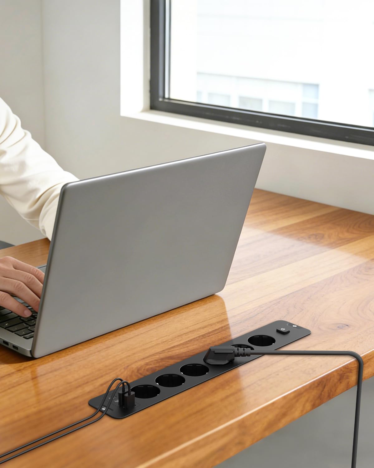 Enchufe empotrado con USB, enchufe de mesa retráctil con 6 enchufes, 4 USB (2 USB C PD 20 W), regleta para escritorio, armario, hogar y oficina (negro)
