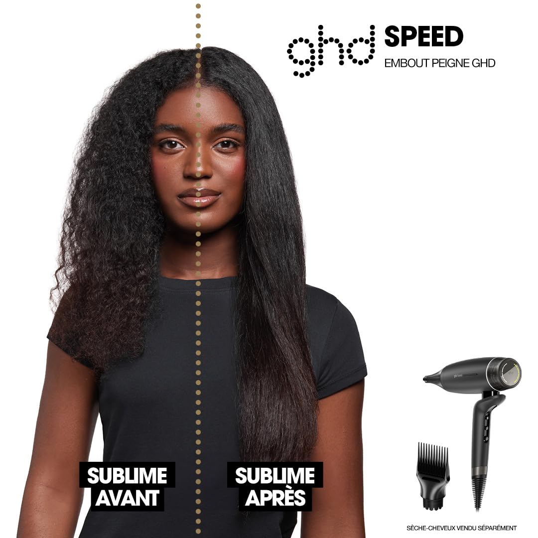 ghd - Embout Peigne Seche cheveux - Embout peigne pour sèche-cheveux ghd Speed - Idéal pour détendre et lisser les cheveux texturés, frisés, crépus - Lissage naturel ou en préparation d'un coiffage