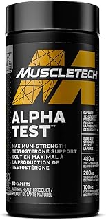 Testosterone Booster for Men, MuscleTech AlphaTest, Tribulus Terrestris for Men, Max-Strength ATP & Test Booster for Men, Boost Free Testosterone and Enhance ATP Levels, 90 Capsules -package varies