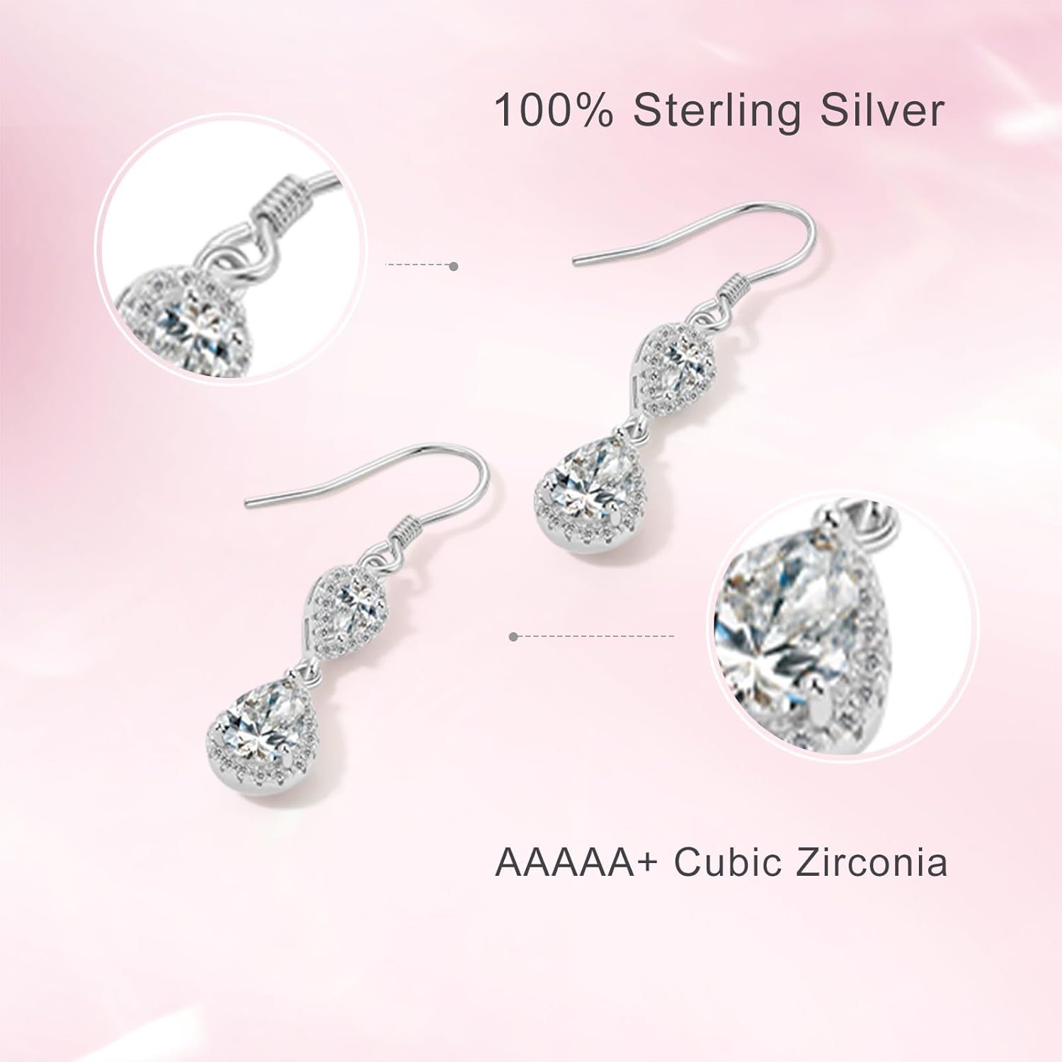 Silver Teardrop Earrings for Women Dangle Earring trendy Rhinestone Crystal Dainty Drop Earrings - Image 5