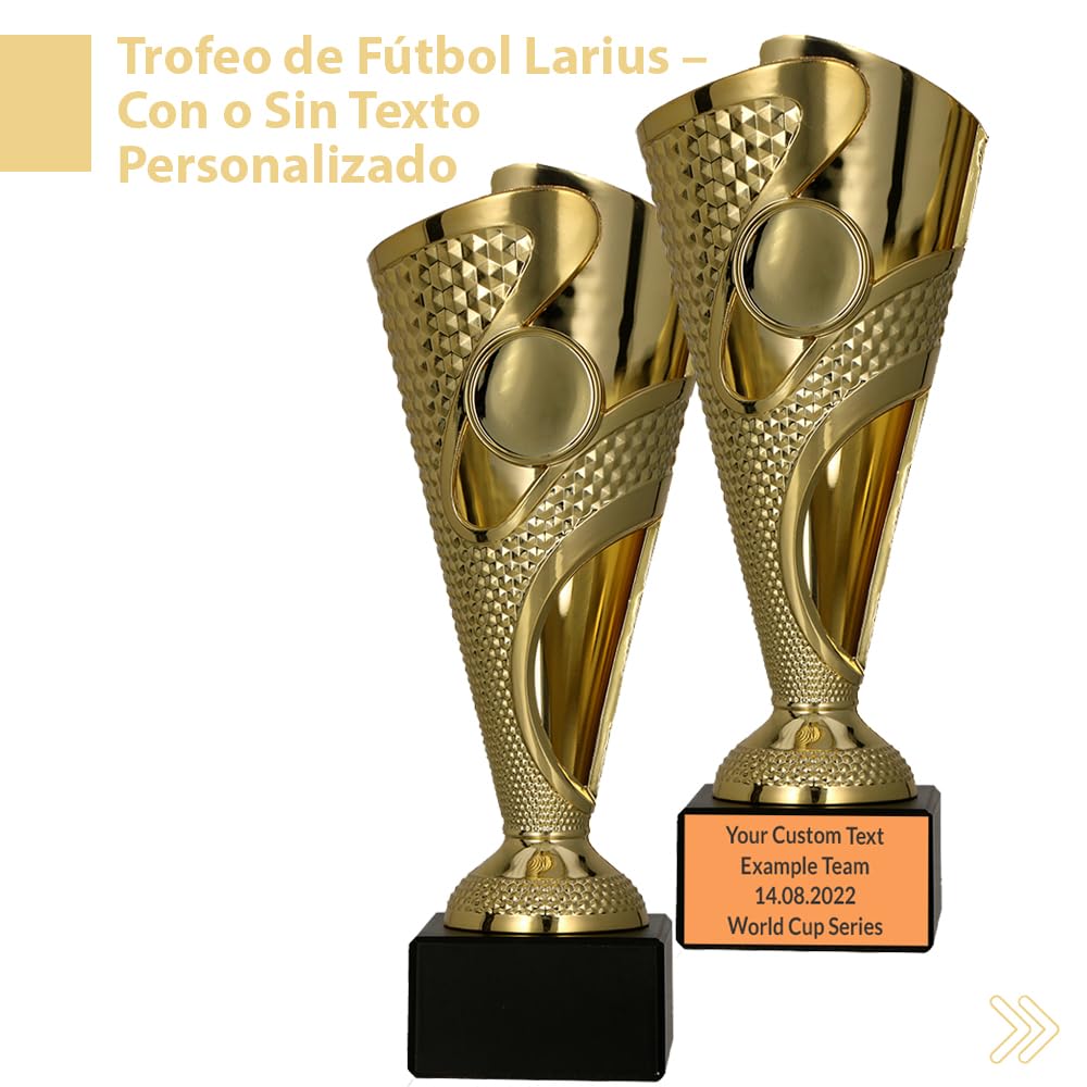 Larius Trofeo de Fútbol 165 mm (265g), Premio Personalizable con Base de Piedra – Ideal para Torneos, Equipos y Todo Tipo de Eventos
