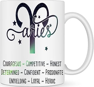 Aries Personalised Gifts for Men and Women - Aries Gifts Horoscope Customised Coffee Cup - Astrology Zodiac Sign Personalised Mug - March April Starsign Constellation Custom Novelty Mug Birthday Gift