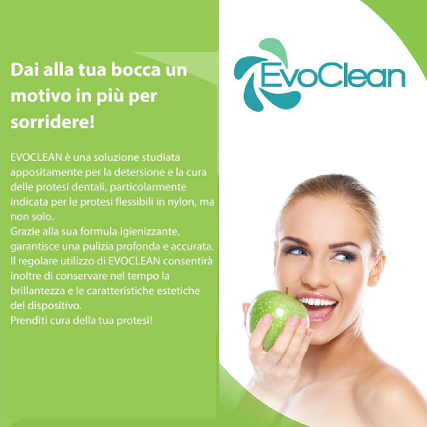 Evoclean Plus 12 Bustine - Detergente Igienizzante per Protesi Dentali - Pulizia Profonda, Rimuove Macchie e Odori