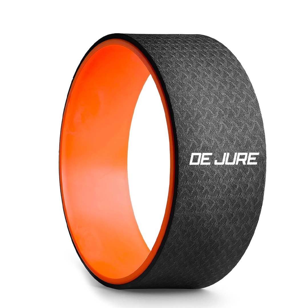 De Jure Fitness 13-Inch Yoga Wheel for Back Pain Relief, Stretching & Flexibility | Durable Dharma Yoga Prop with Soft Foam Padding for Backbends, Massage, and Exercise Orange & Black Pack of 1