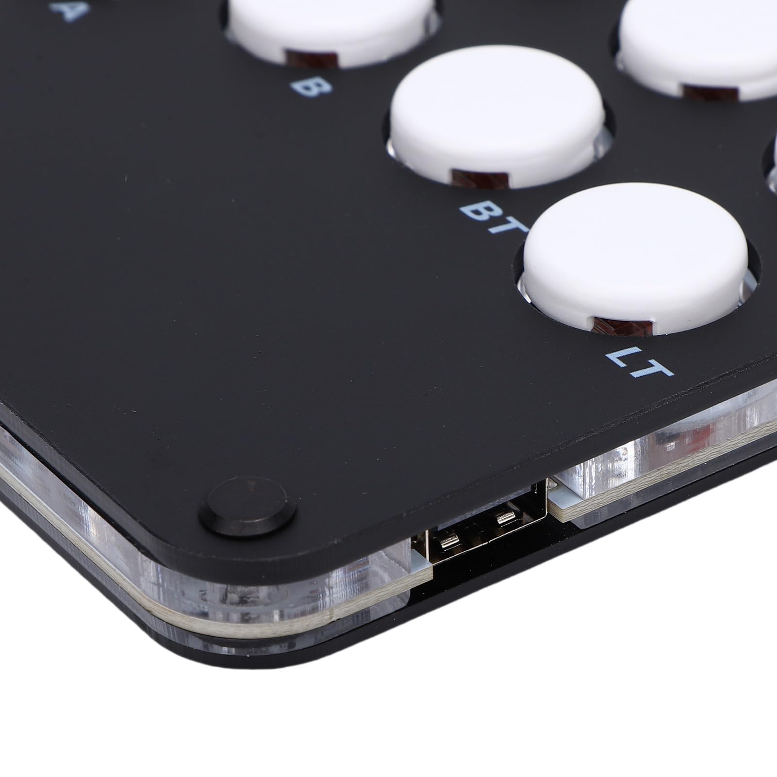 Bewinner Kontroler RGB Fighting Stick z możliwością Wymiany Podczas Pracy dla Użytkowników Konsoli i Systemu, 12 Czarnych Akrylowych Klawiszy
