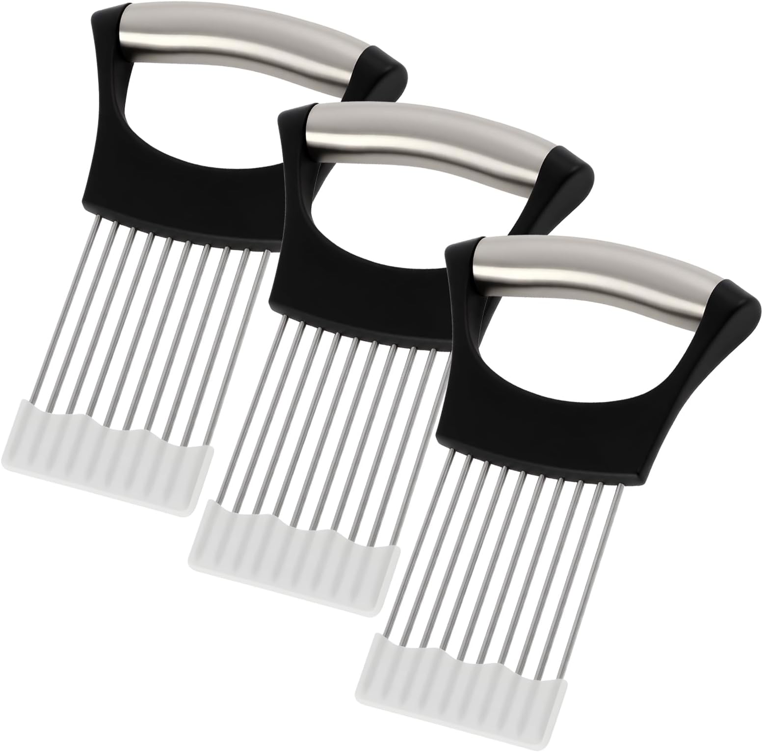 3PCS Onion Slicer with Protective Cover,for Slicing Vegetables and Meat, Multi-Purpose Onion Cutter and Food Holder Tool for Even Slicing of Fruit, Potatoes, Tomatoes, Avocados and More